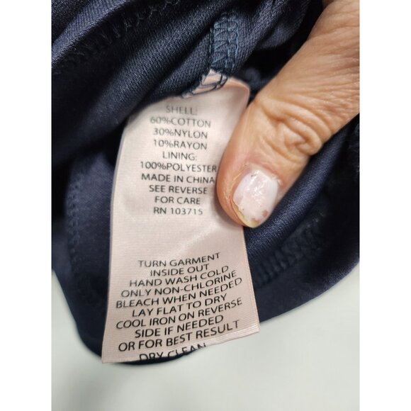 Nanette Lepore Lace Top Womens Medium Navy Ruffle Short Sleeve Fairy Romantic - Picture 7 of 9